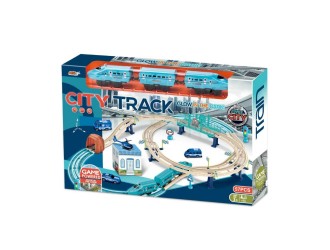 Set de joaca Cale ferata albastra cu tren electric, elemente fosforescente, accesorii si acumulator, ZJA361467