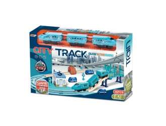 Set de joaca Cale ferata albastra cu tren electric, elemente fosforescente, accesorii si acumulator, ZJA361468