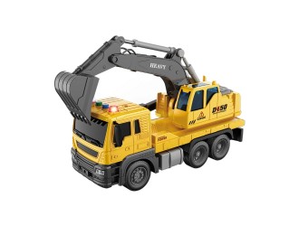Jucarie Camion Excavator, galben, cu frictiune, sunete si lumini 1:16, JSTOYS, ZJA278614