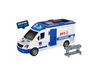Microbuz politie albastru cu frictiune si usi care se deschid, sunete si lumini, 1:16, jstoys, ZJA314889