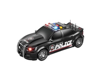 Masina de politie neagra, frictiune, portbagaj care se deschide, sunete si lumini, 1:16, jstoys, ZJA314885
