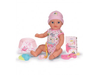  Papusa bebelus Baby Born, hainute roz, 36 cm, bea din sticluta, face pipi si plange