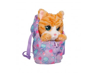 Jucarie de plus cu sunete Pisicuta roscata cu suzeta, in gentuta, 24 cm, Baby Paws W2