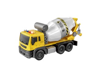 Jucarie Camion Betoniera alb-galben cu frictiune, sunete si lumini, 1:16, jstoys, ZJA278611