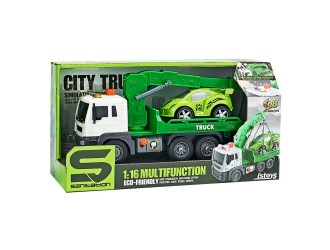 Jucarie Evacuator verde cu frictiune, buton presiune, sunete si lumini, 1:16, ZJA278623