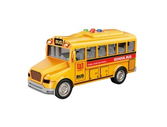 Autobuz scolar galben cu sunete si lumini, 1:20, jstoys, ZJA364046