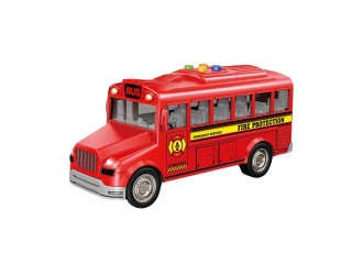 Autobuz scolar rosu cu sunete si lumini, 1:20, jstoys, ZJA364047