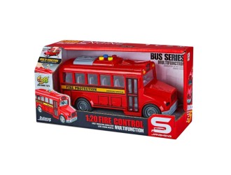 Autobuz scolar rosu cu sunete si lumini, 1:20, jstoys, ZJA364047
