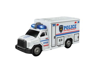 Camion Ambulanta-Politie cu frictiune, sunete si lumini, 1:20, jstoys, ZJA363887