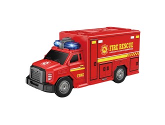 Camion Pompieri cu frictiune, sunete si lumini, 1:20, jstoys, ZJA363888