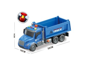 Camion basculanta albastra cu frictiune, buton presiune, sunete si lumini, 1:14, jstoys, ZJA363776