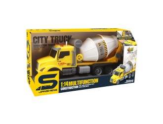Camion betoniera galbena cu frictiune, sunete si lumini, 1:14, jstoys, ZJA363777