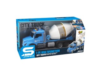 Camion betoniera albastra cu frictiune, sunete si lumini, 1:14, jstoys, ZJA363778