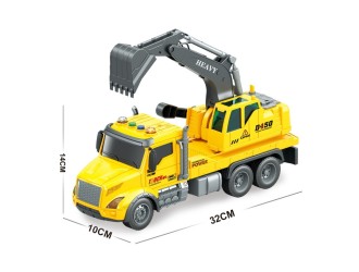 Camion excavator galben cu frictiune, sunete si lumini, 1:14, jstoys, ZJA363779
