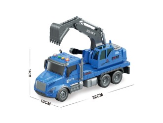 Camion excavator albastru cu frictiune, sunete si lumini, 1:14, jstoys, ZJA363780