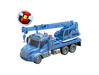 Camion macara albastra cu frictiune, buton presiune, sunete si lumini, 1:14, jstoys, ZJA363782