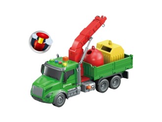 Camion cu remorca, macara si tomberoane, frictiune, buton presiune, sunete si lumini, 1:14, jstoys, ZJA363787