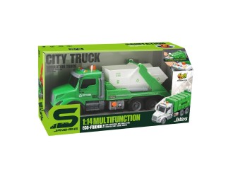 Camion cu remorca descarcare deseuri, frictiune, buton presiune, sunete si lumini, 1:14, jstoys , ZJA363788