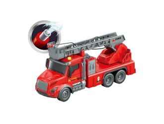 Camion pompieri cu scara, buton apa, frictiune, sunete si lumini, 1:14, jstoys, ZJA363792