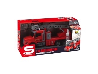 Camion pompieri cu scara, buton apa, frictiune, sunete si lumini, 1:14, jstoys, ZJA363792