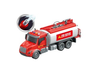 Camion pompieri cu cisterna, buton apa, frictiune, sunete si lumini, 1:14, jstoys, ZJA363794