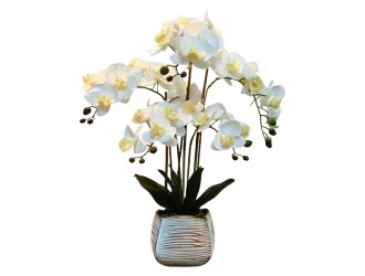 Orhidee artificiala alba in ghiveci 58 cm PEVA, ZJA361815