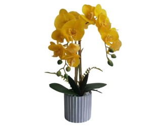 Orhidee artificiala galbena in ghiveci 48 cm, ZJA361819