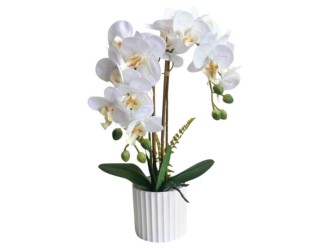 Orhidee artificiala alba in ghiveci 46 cm, ZJA361820