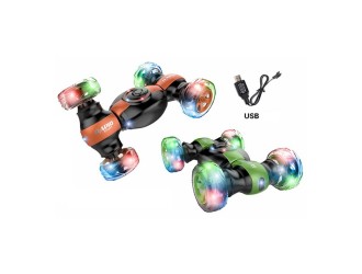 Masina Stunt cu RC si senzor de mana, sunete, lumini, rotatie 360, acumul. 3.7V, verde, ZJA355671