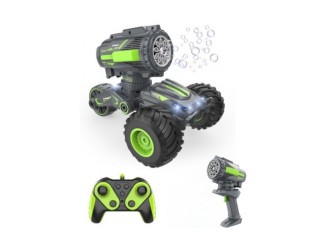 Masina Stunt cu RC, lansator baloane de sapun si lumini, acumul. 3.7V, verde, ZJA342910