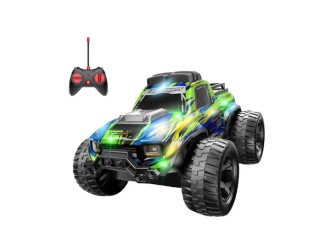 Masina Cross Country cu RC, corp luminos, functia try me, acumulator, verde, ZJA362021