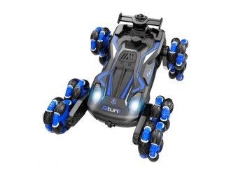 Masina Stunt Racer cu 6 roti si RC, lumini, control viteza si lumini, acumulator 3.7V, albastru, ZJA355679