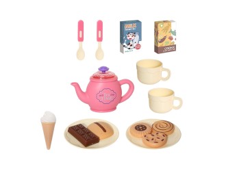 Platou cu set de ceai pentru copii si biscuiti de jucarie 18 el., ZJA323774