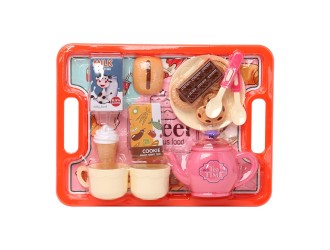 Platou cu set de ceai pentru copii si biscuiti de jucarie 18 el., ZJA323774