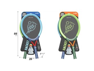 Set palete badminton textile cu 2 fluturasi, diverse culori, ZJA360776