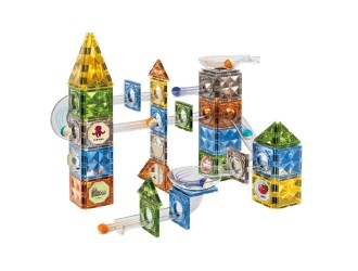 Set de constructie magnetic 128 el. traseu cu bile, ZJA354948