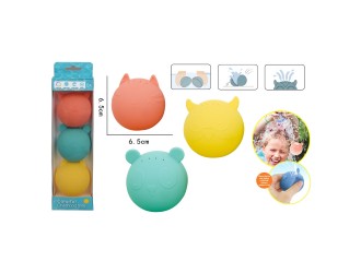 Set cu 3 mingi pentru jocul cu apa 6,5 cm din silicon, animale, cu gauri, ZJA335967