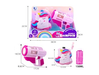 Set Pistol roz de facut baloane de sapun cu 10 orificii si recipient pentru solutie, ZJA329612