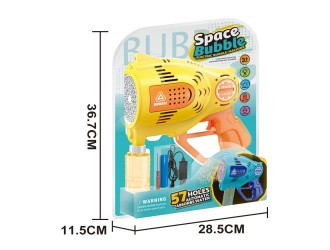 Pistol galben de facut baloane de sapun electric cu 57 orificii si lumini, ZJA358329