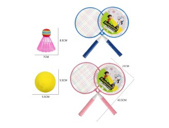 Set palete badminton cu minge si fluturas, diverse culori, ZJA341805