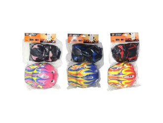 Set protectie copii marime S, casca, genunchiere, cotiere si aparatori incheieturi, diverse culori, ZJA368340