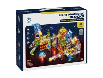 Set de constructie magnetic cu lumini 69 el. traseu cu bile, ZJA354950