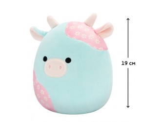 Jucarie de plus 19 cm, Yamaris, vacuta roz-albastru, Squishmallows