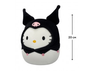 Jucarie de plus 20 cm, Hello Kitty in costum Kuromi, Squishmallows