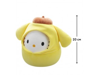 Jucarie de plus 20 cm, Hello Kitty in costum Pompompurin, Squishmallows