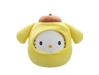 Jucarie de plus 20 cm, Hello Kitty in costum Pompompurin, Squishmallows