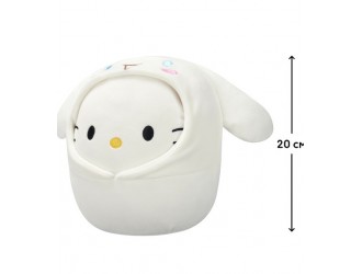 Jucarie de plus 20 cm, Hello Kitty in costum Cinnamoroll, Squishmallows