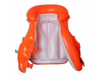 Vesta de inot gonflabila Intex Deluxe, Guler de sustinere si 2 Catarame Reglabile, 50 x 47 cm, 3-6 ani, Galben Neon