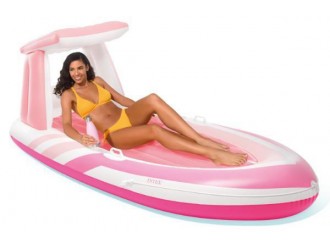 Pluta gonflabila „Pink Paradise Boat Float”, 257x135 cm, pana la 100 kg, 8+, INTEX