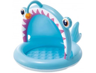 Piscina gonflabila pentru bebelusi „Pestele Pescar”, 127x102x86 cm, 45l, 1-3 ani, INTEX